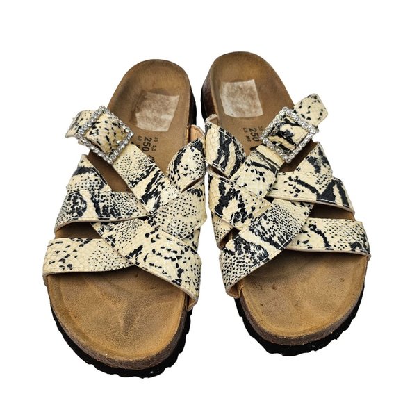 Birkenstock Sandals Snake Print Snakeskin Arizona Python Rhinestone Narrow. 8 - Picture 2 of 12